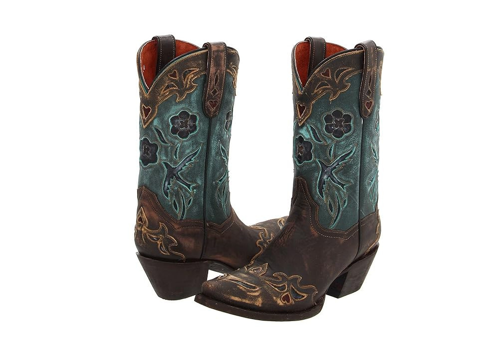 Dan Post Blue Bird Cowboy Women's Boots Sanded Copper/Turquoise Blue Bird : 9.5 B - Medium, Leather | Zappos