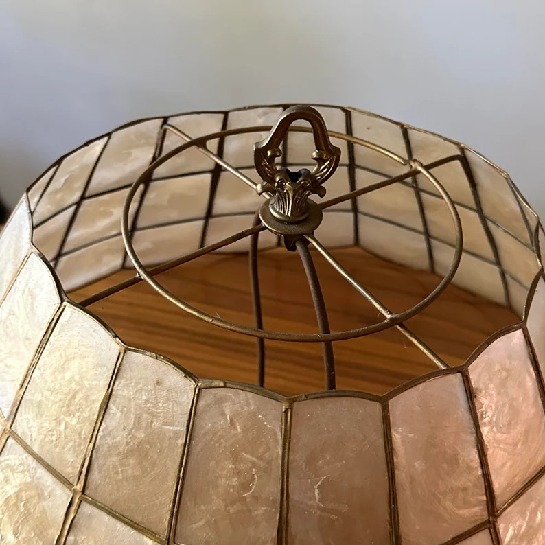Vintage Capiz Shell Lampshade, Brass and Shell, MCM Light, Vintage Lampshade, Capiz, Mid Century ... | Etsy (US)