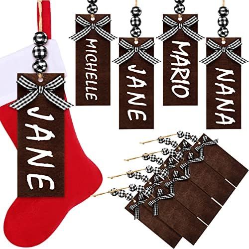 12 Pieces Christmas Stocking Name Tags Unfinished Wood Tags Personalized Blank Wooden Stocking Ta... | Amazon (US)