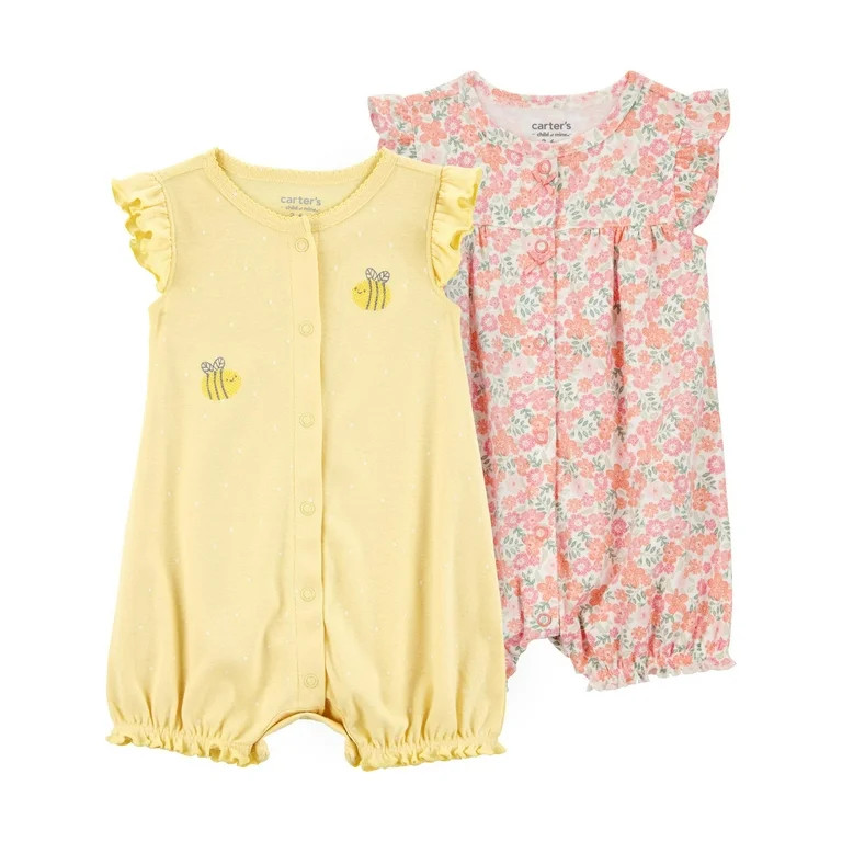 Carter's Child of Mine Baby Girl Romper, 2-Pack, Sizes 0/3-24 Months | Walmart (US)