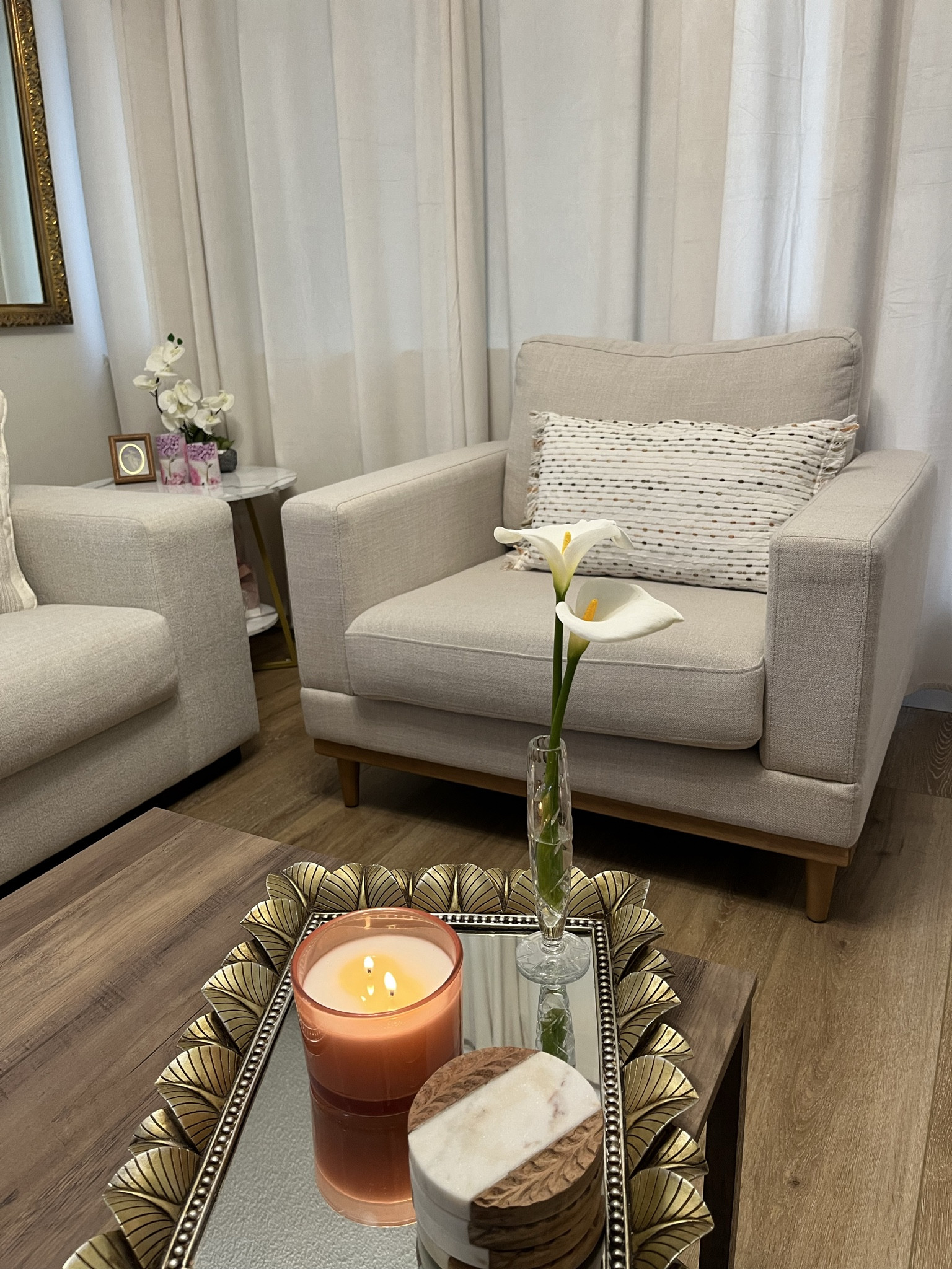 These beautiful Wood Frame Accent Chairs compliment my living room giving it a chic and cozy feel. 

#LTKhome #LTKstyletip