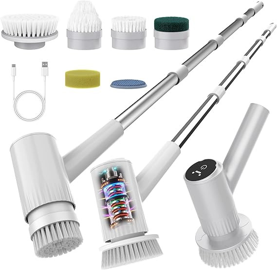Electric Spin Scrubber - 4500mAh Cordless Cleaning Brush with 6 Brush Heads, 47" Adjustable Handl... | Amazon (US)