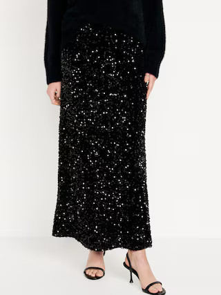 Sequin A-Line Maxi Skirt for Women | Old Navy (US)