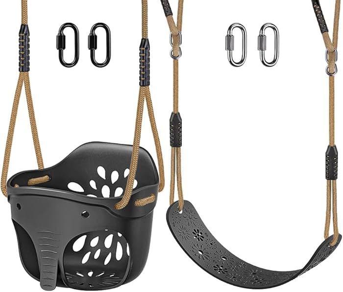 SELEWARE Toddler Swing Set Accessories High Back Full Bucket Swing Seats w/Adjustable Rope and 4 ... | Amazon (US)
