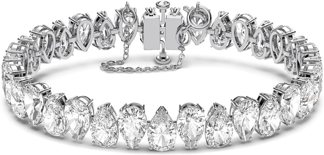 SWAROVSKI Millenia Crystal Jewelry Collection, Clear Trilliant & Pear Cut Crystals, Rhodium Tone ... | Amazon (US)