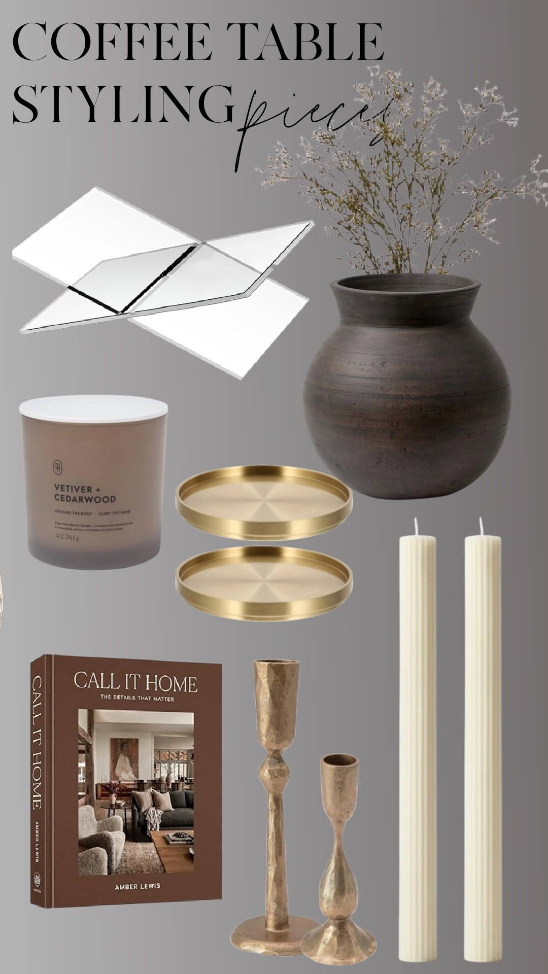 Coffee table styling favorites for a cozy, layered neutral look. These are the pieces I reach for again and again — sculptural vase, brass trays, taper candles, and my favorite design book.

#LTKHome #LTKSaleAlert