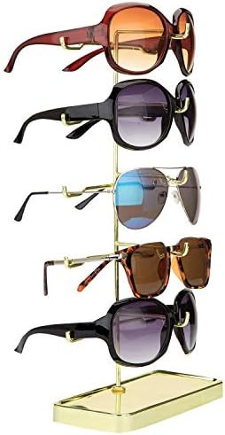 MyGift 5-Pair Modern Brass Metal Sunglasses Holder Organizer for Home or Retail Display Stand | Amazon (US)