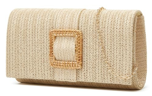Straw Clutch Purses for Women Summer Straw Beach Bag Vintage Envelope Evening Clutch Handbags for Formal Party Wedding | Amazon (US)