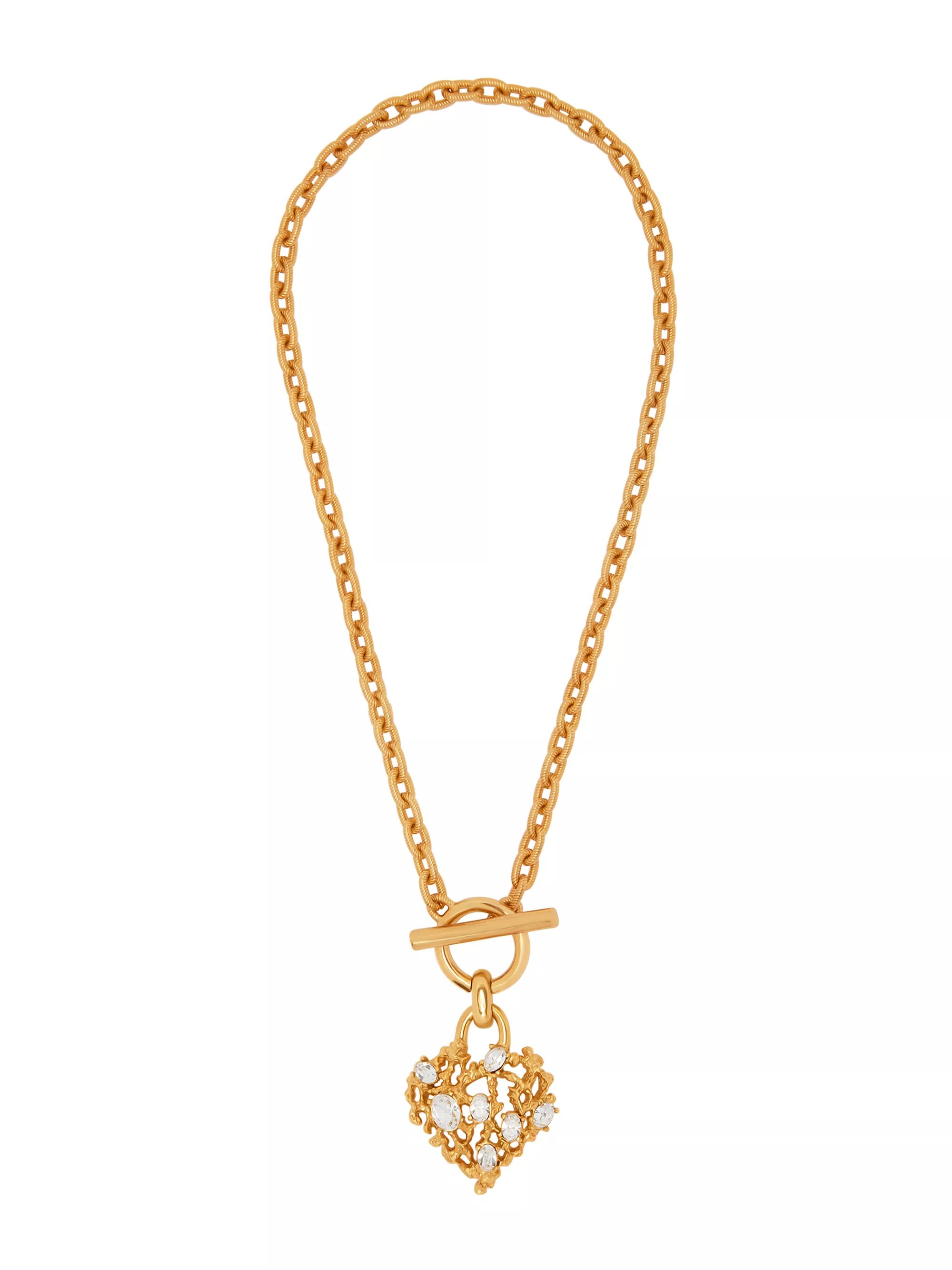 Goldtone & Glass Crystal Coral Heart Pendant Necklace | Saks Fifth Avenue