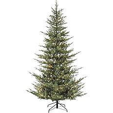 Puleo International 7.5 Foot Pre-Lit Natural Fir Artificial Christmas Tree with 700 Clear Lights | Amazon (US)