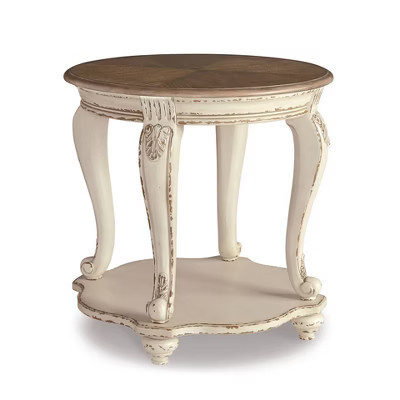 Realyn End Table - Signature Design by Ashley: Cottage Style, Antiqued Two-Tone, Wood Finish | Target