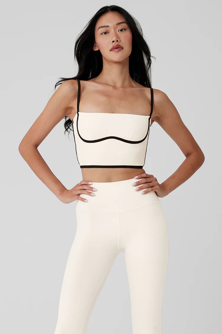 Airbrush Streamlined Bra Tank - Ivory/Black | Alo Yoga