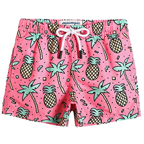maamgic Boys Swim Trunks Toddler Swim Shorts Little Boys Bathing Suit Swimsuit Toddler Boy Swimwear,Palmpineapple Pink,14 T | Amazon (US)