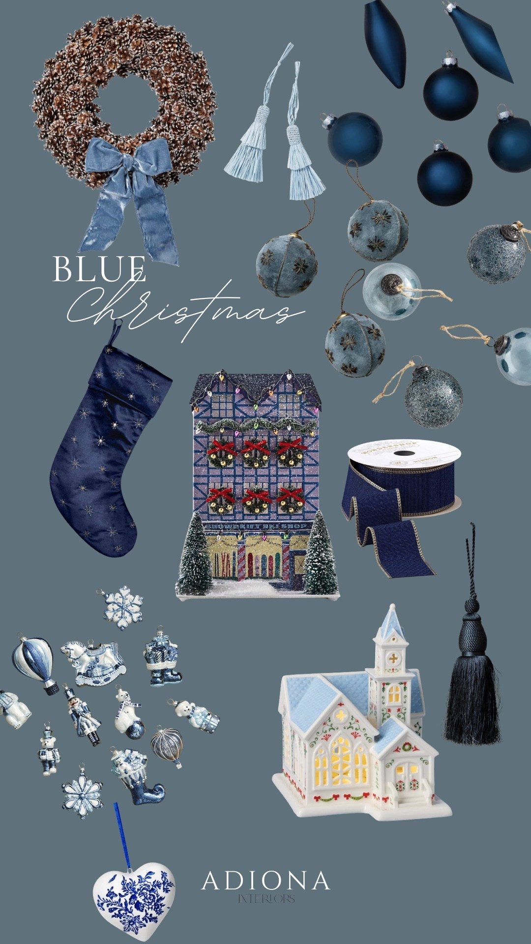 Blue Christmas decor 

Christmas ornaments, Christmas wreath, holiday decor, Christmas village, Christmas stocking 

#LTKSeasonal #LTKHome #LTKHoliday
