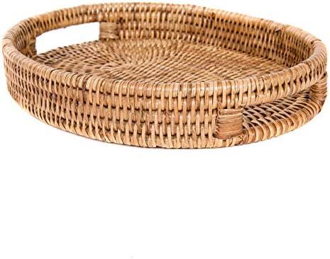 Artifacts Trading Company Rattan Small Oval Tray with Cutout Handles, 10" L x 8" W | Amazon (US)