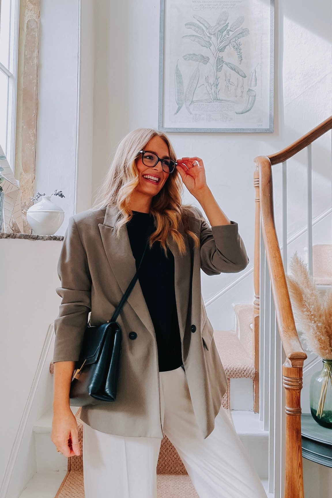 Casual work wear ~ blazer style ~ wide leg trousers 