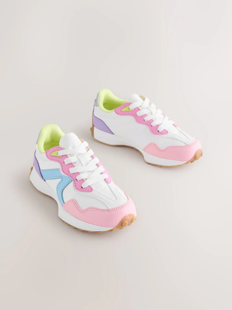 Pastel Colourblock Lace-Up Lifestyle Trainers | Next US