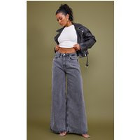 Washed Grey Baggy Long Leg Extreme Wide Leg Jeans | PrettyLittleThing CAN