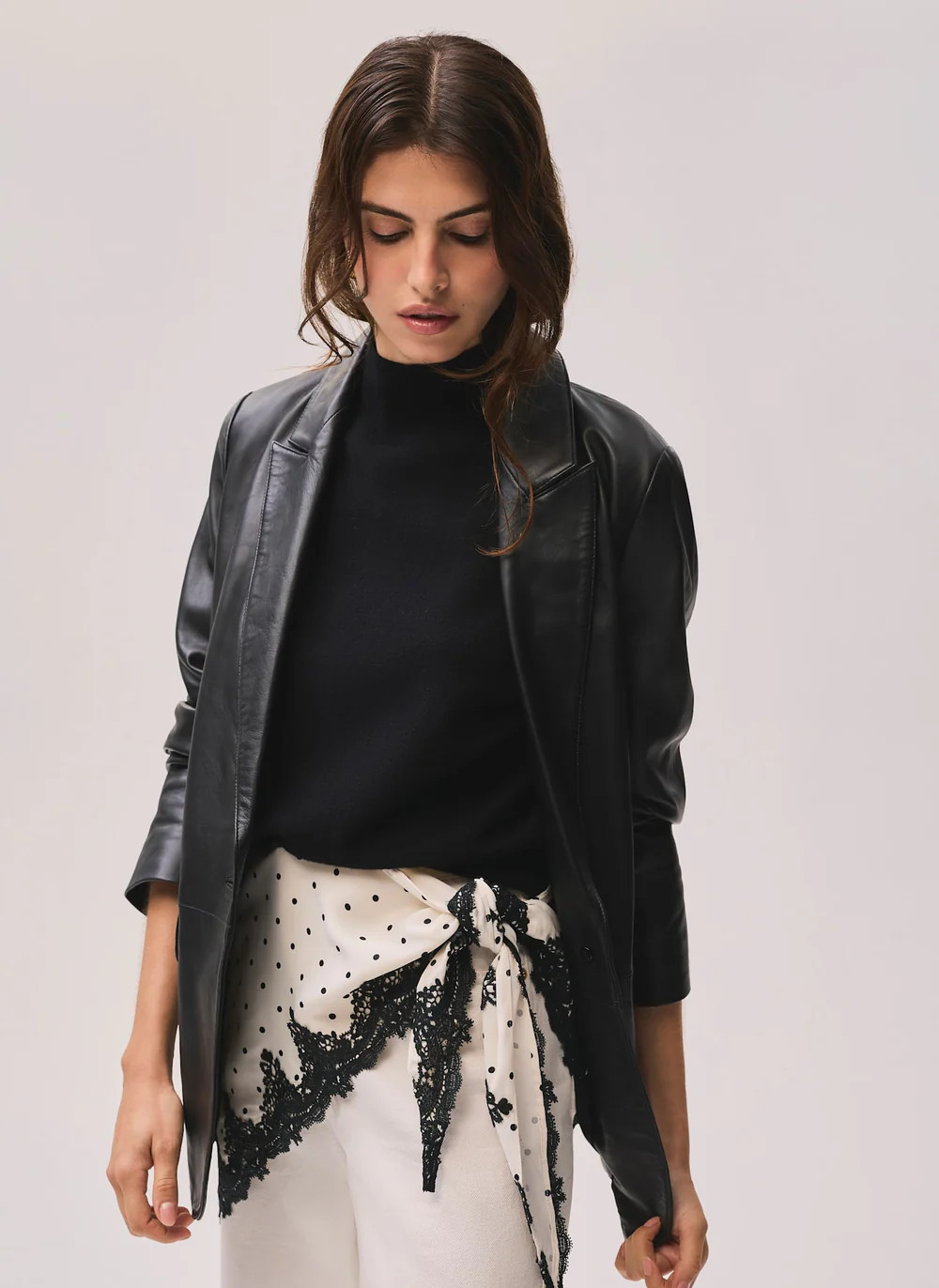 Cream Polka Dot Print Lace Trim Scarf | Mint Velvet