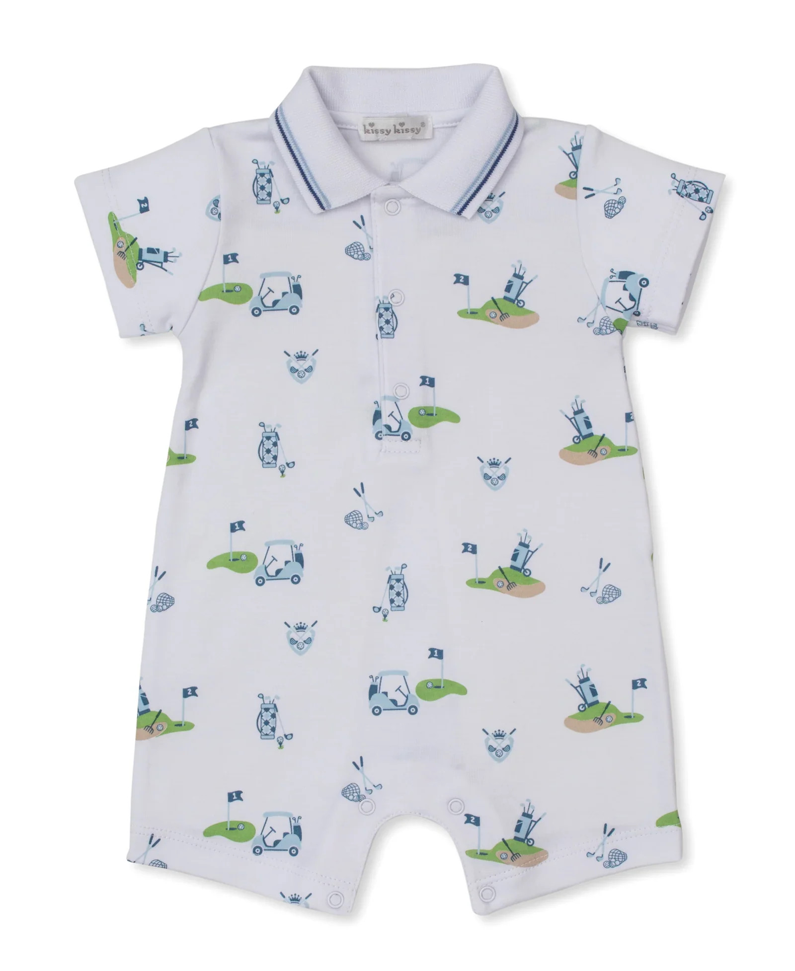 Kissy Kissy Golf Championship Blue Short Playsuit w/ Collar | Persnickety