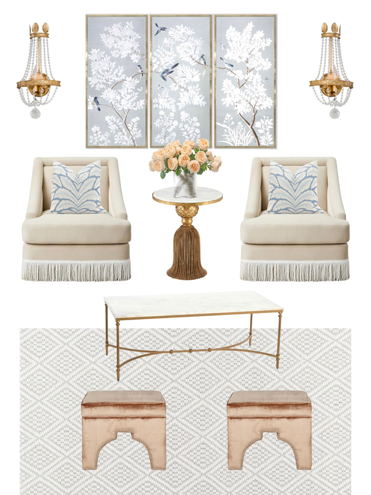A classic and elegant space with these amazing fringe chairs!  They are such a good deal compared to designer ones.







Acanthus, fringe, tassel, bouillon, Throw pillow, coffee table, target, opal house, velvet ottoman, footstool, side table, gold, accent table,  end table, Horchow, chinoiserie, Grand millennial, traditional, sconce lighting,

#LTKhome