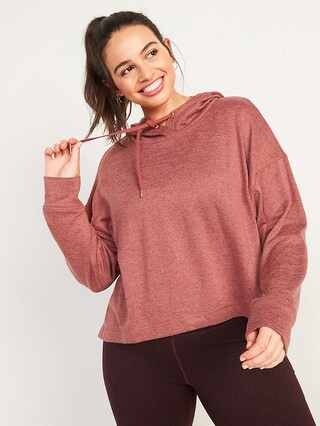 Loose Cropped Sweater-Knit Hoodie for Women | Old Navy (US)