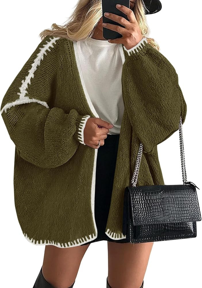 PRETTYGARDEN Womens Oversized Cardigan Sweaters 2026 Fall Long Lantern Sleeve Knit Open Front Lig... | Amazon (US)