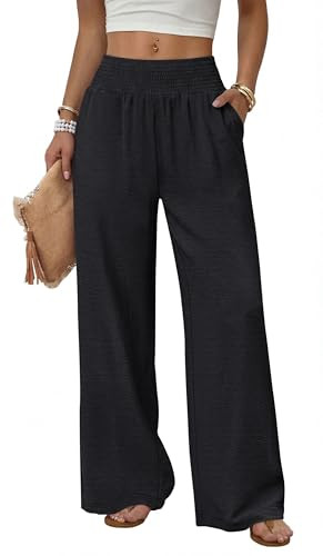 Sampeel Wide Leg Pants Woman High Waist Trousers with Pockets Casual Lounge | Amazon (US)