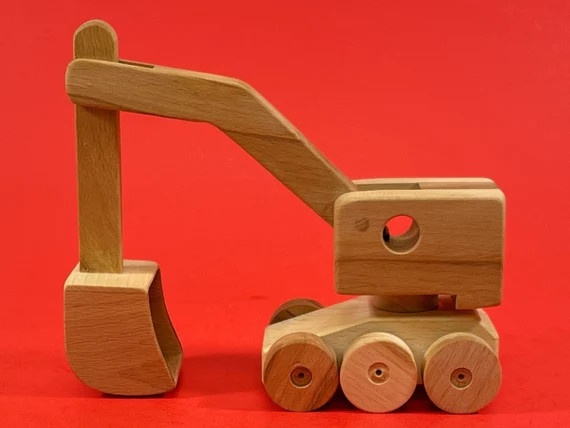 Wooden Excavator, Wooden Truck, Toy Excavator, Eco Friendly Vehicle, Wooden Friendly Cars, Wooden... | Etsy (US)
