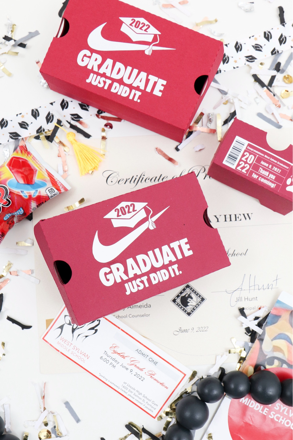 Shoebox graduation favors! These boxes make adorable favor boxes. 🎓🎓I used them for my sons graduation and they remain an all time favorite … your grads “just did it”! Also PERFECT for teen boys especially here in Nike town #pdx
🎓🎓🎓

I filled them with candy and a “class ring” which they are never too old to enjoy! Don’t you love the details! Even the wolf paw print from the school mascot! 

 🎓🎓🎓#graduationfavors #graduationfavorideas #graduationpartydecor #graduationgifts #graduationpartysupplies #handmadefavors #graduationparty #diygraduationfavors #congradulations #justdoitgraduation#LTKparties #LTKGiftGuide

#LTKKids