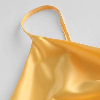 ZAFUL Women's Sexy Satin Dress Spaghetti Strap Cowl Neck Slips Nightwear Side Slit Cocktail Party... | Amazon (US)