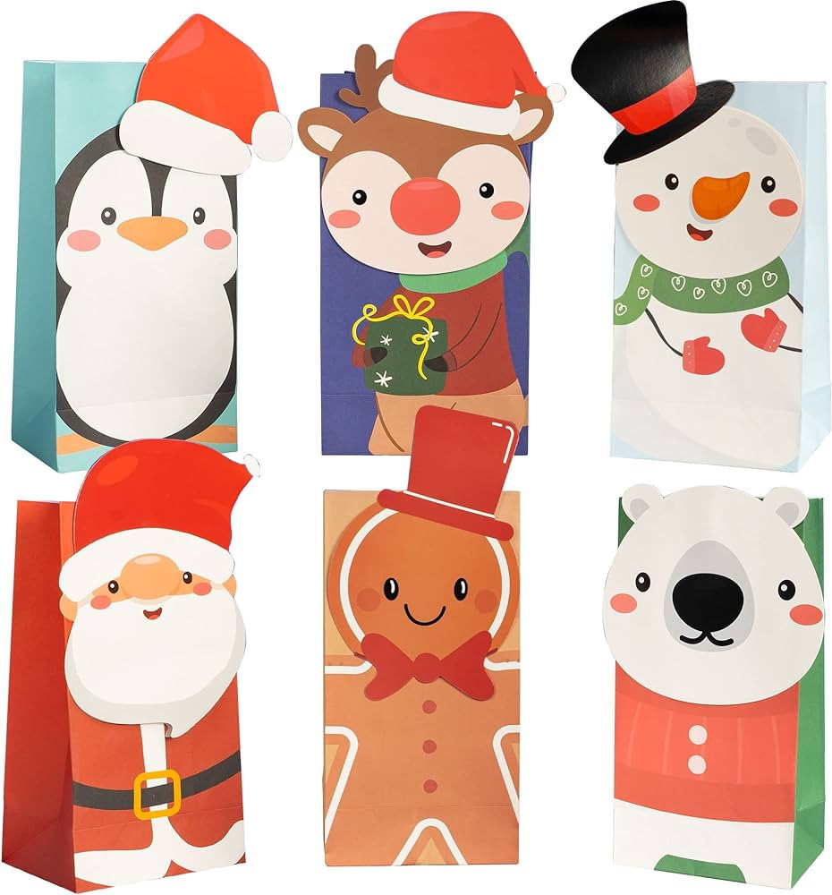 Uptotop Christmas Candy Bags, 24 Pack 6 Different Design Xmas Candy Bags, 13 x 5.1 x 3.1 Inch Xma... | Amazon (US)