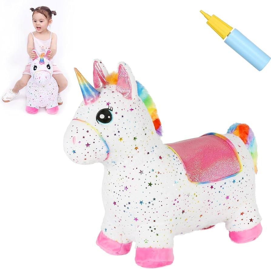 INPANY Unicorn Bouncy Horse Toys, Toddlers Girl Bouncing Animals, Inflatable Ultra Thick Plush Ho... | Amazon (US)