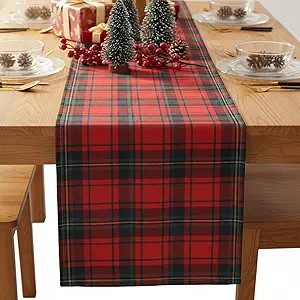 2 Pcs Christmas Tartan Plaid Table Runner 72 x 13 Inch Red Green Scottish Tartan Plaid Table Deco... | Amazon (US)