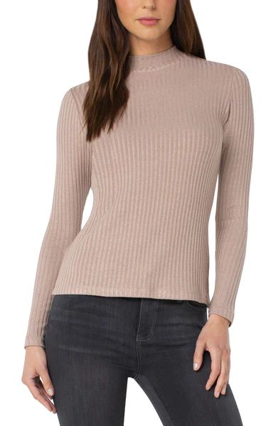 MOCK NECK LONG SLEEVE KNIT TOP | Liverpool Jeans