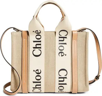 Chloé Mini Woody Logo Strap Linen Tote | Nordstrom | Nordstrom