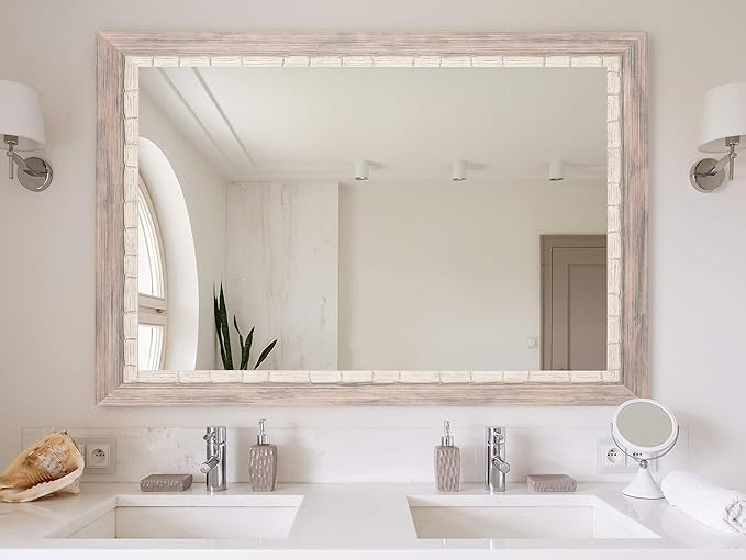 BrandtWorks BM023M3 Weathered Beach Wall Vanity Mirror, 32" x 41", Cream/Gray/White | Amazon (US)