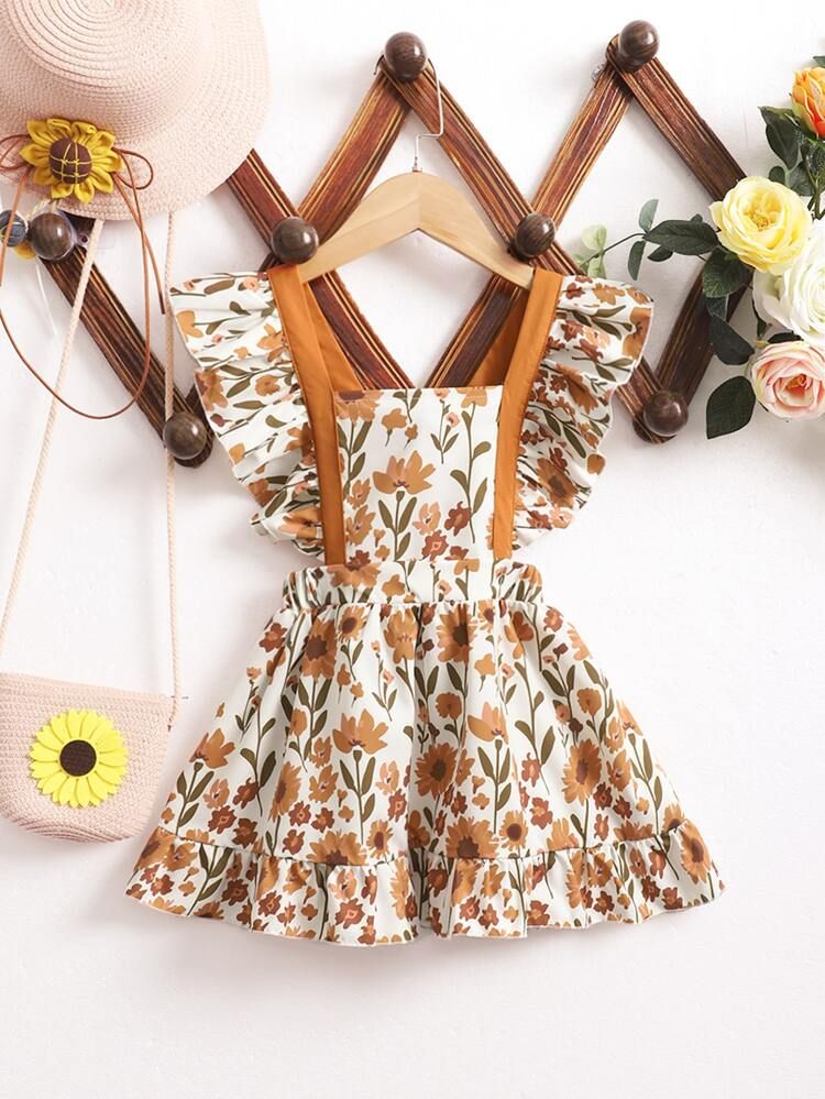 Toddler Girls Floral Print Ruffle Trim Overall Dress
       
              
              $7.80  ... | SHEIN