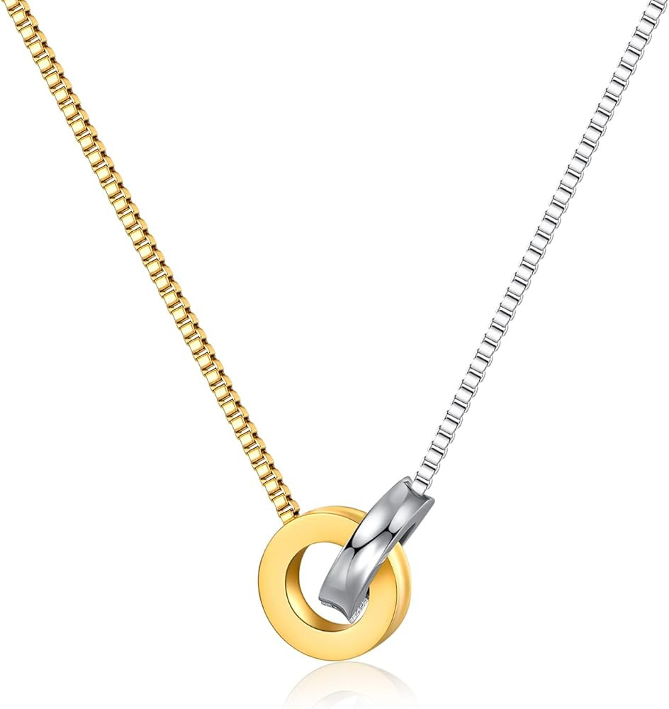 NUZON 2-Tone Interlocking | Sunburst Heart | CZ Evil Eye | Single Pearl | Love Heart Pendant Neck... | Amazon (US)