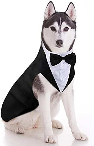 Dog Tuxedo and Bandana Set Dogs Formal Tuxedo PET Wedding Party Suit Wedding Bow Tie Shirt for We... | Amazon (US)