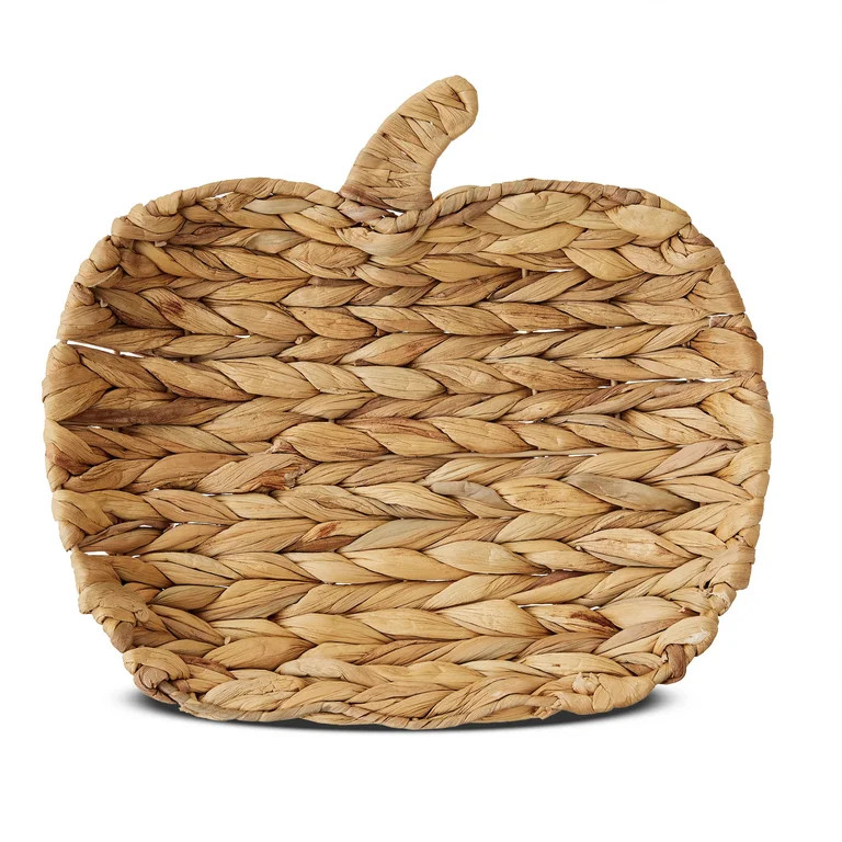 Wicker Rattan Woven Pumpkin Decorative Tray, Brown, 12" x 11.12", Harvest by Way To Celebrate | Walmart (US)