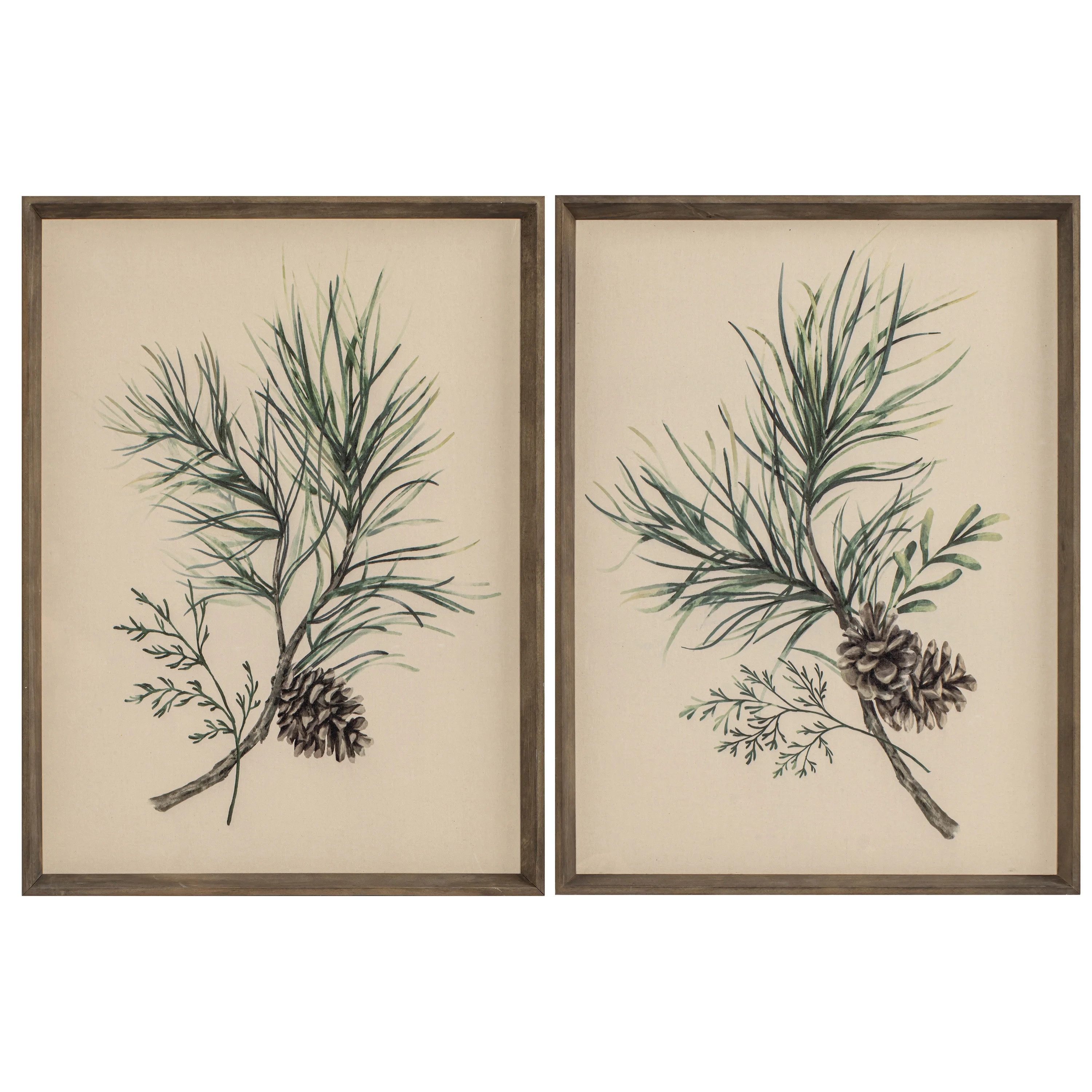 Pinecones Reclaimed Wood Framed Linen Print Under Glass 2Pc Set | Walmart (US)