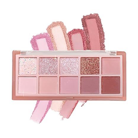 Aaiffey 10 Colors Eyeshadow Palette,Highly Pigmented Matte Shimmer Eye Makeup Palette Pink Eyesha... | Amazon (US)