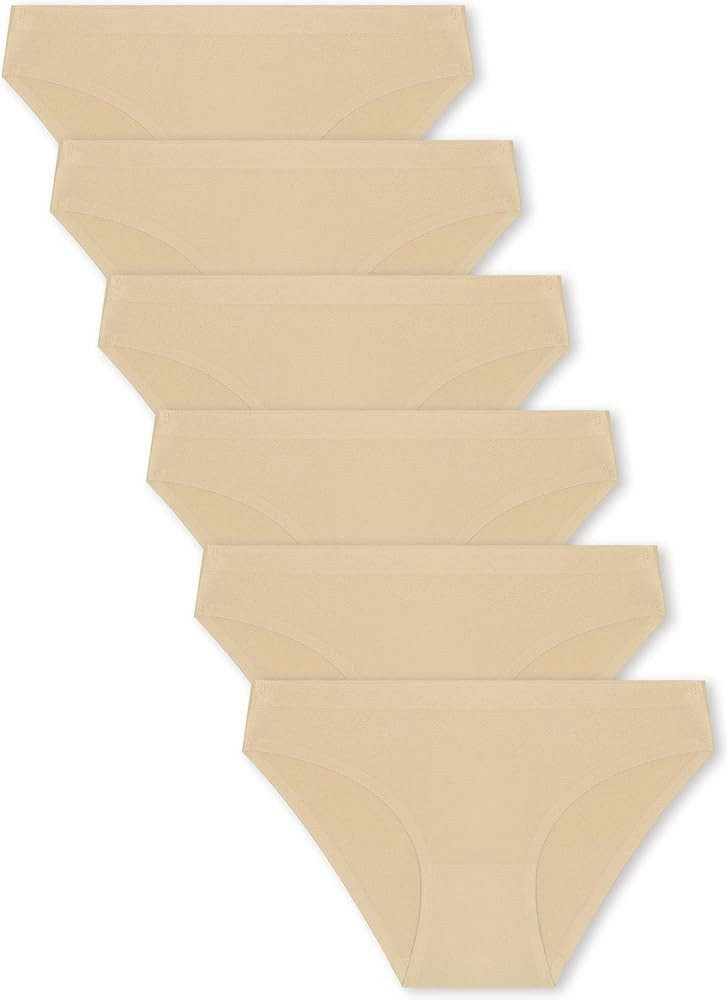 FINETOO 6 Pack Women’s Seamless Hipster Underwear No Show Panties Invisibles Briefs Soft Stretc... | Amazon (US)