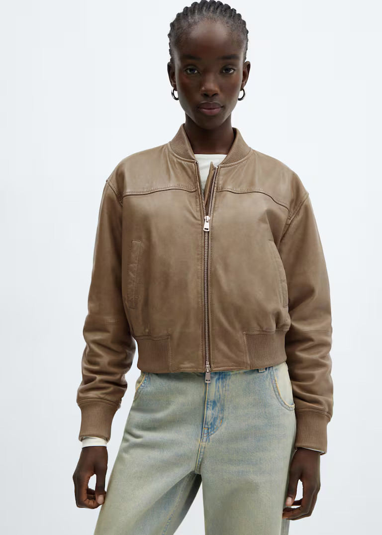 Leather bomber jacket | MANGO (US)