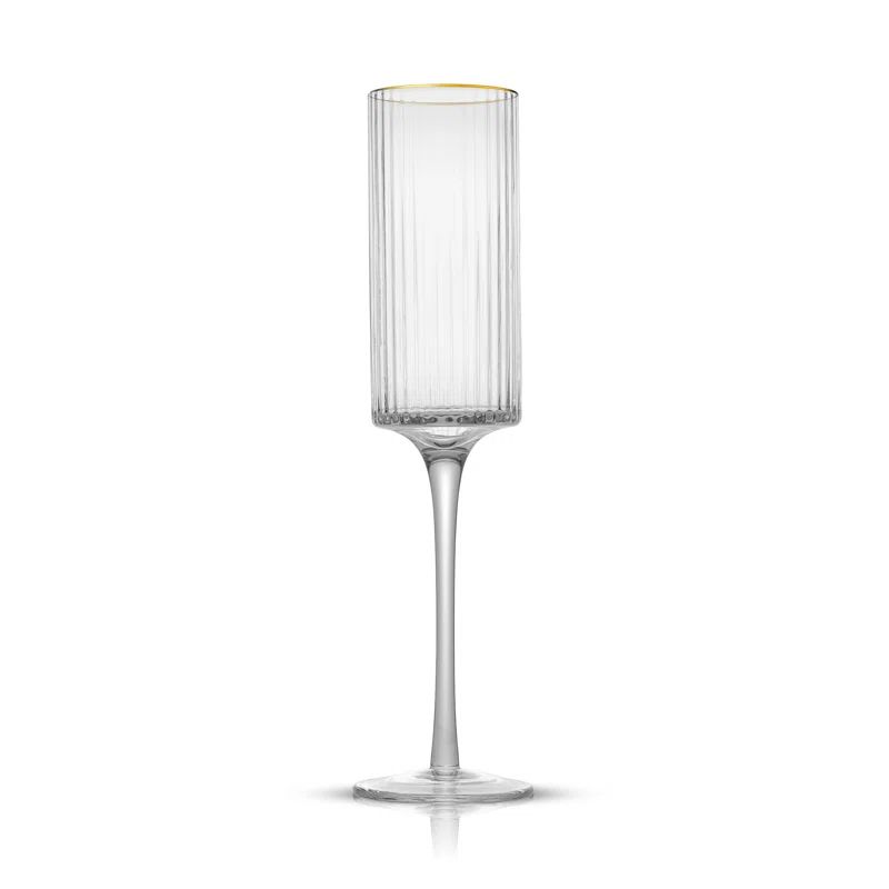 Christian Siriano Optic Gold Rim Champagne Glasses - 6 Oz - Set Of 4 (Set of 4) | Wayfair North America