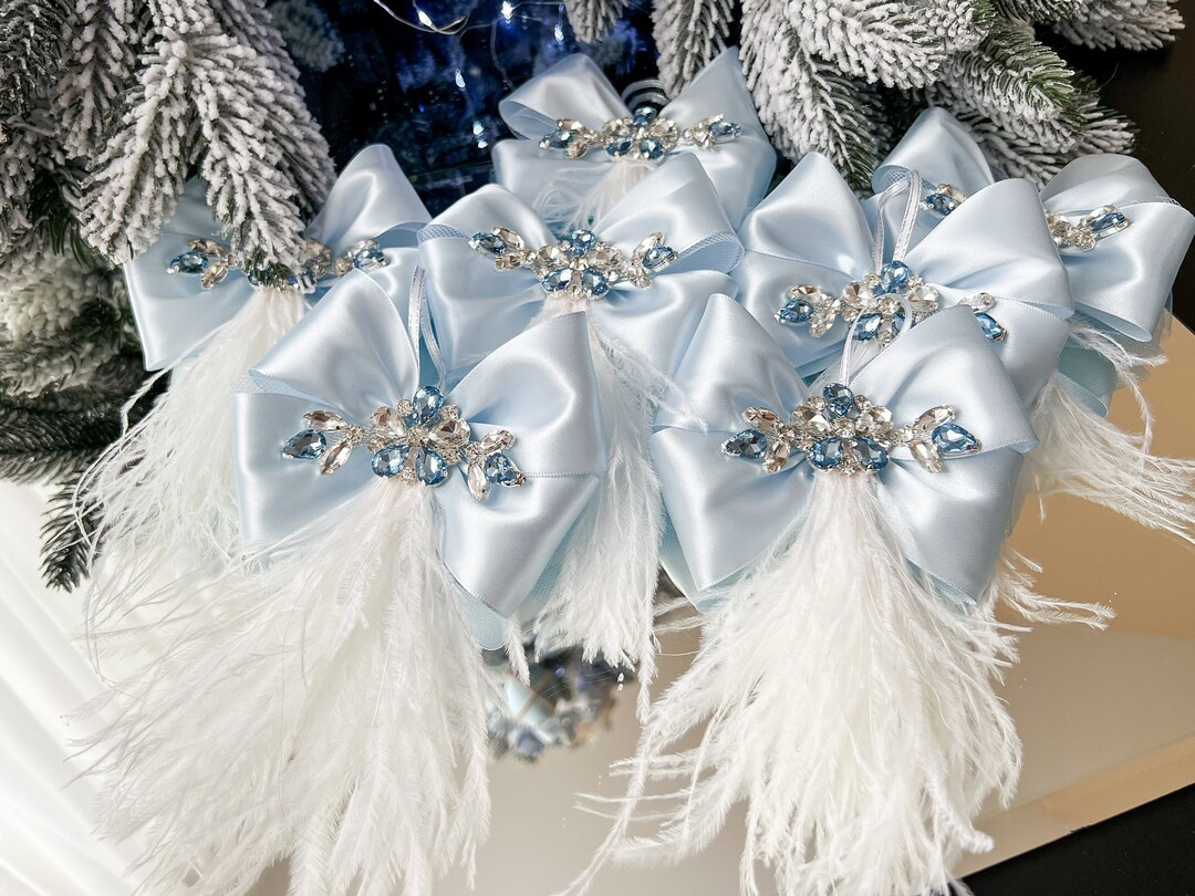 CHRISTMAS BLUE BOWS 58 Inches. Blue Christmas Ornaments, Bows for Christmas Tree, Blue Christmas ... | Etsy (US)