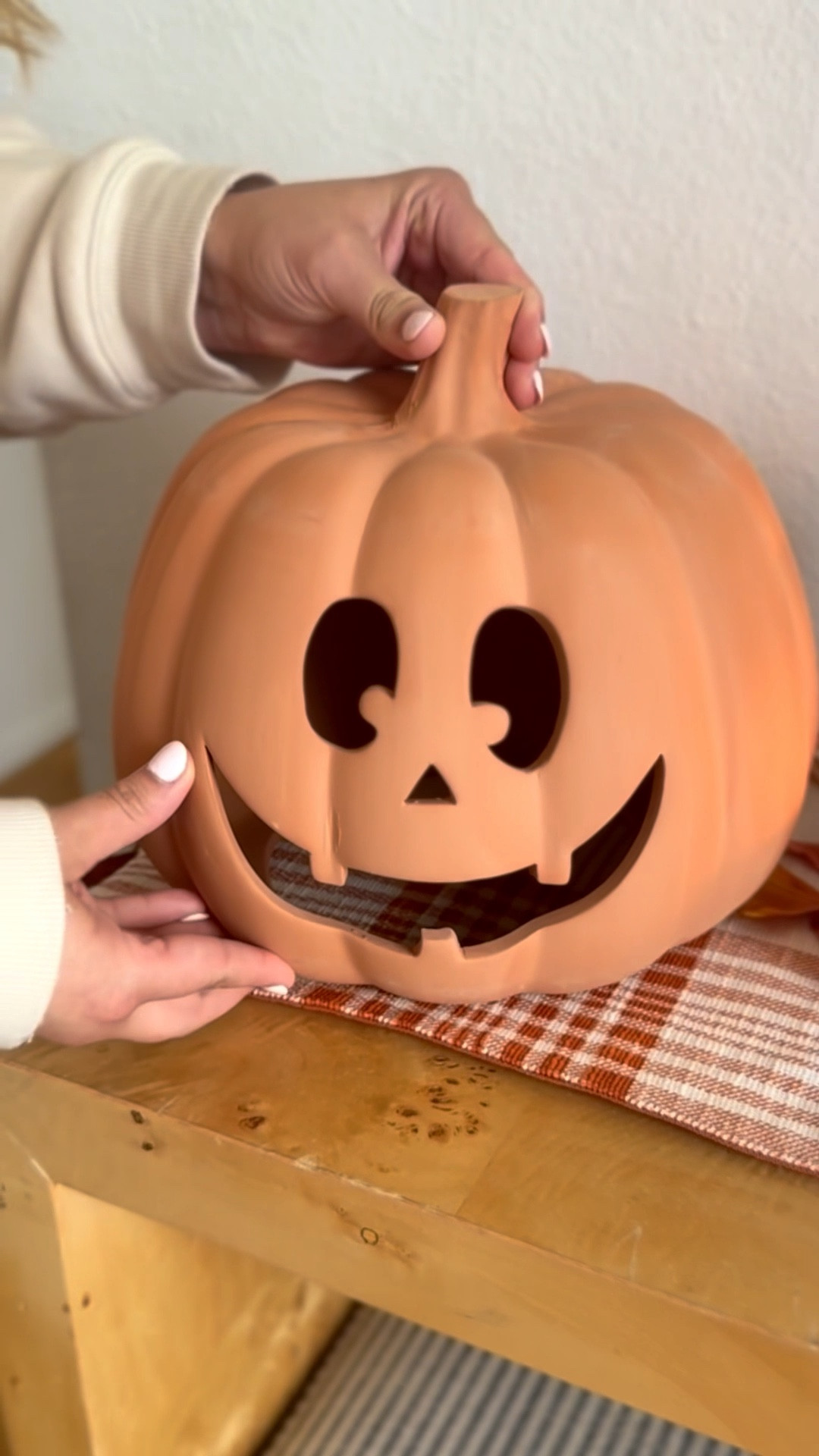 These adorable Jack-o-lanterns  remind me so much of the terracotta Pottery Barn pumpkins, but at Walmart prices for a fraction of the cost. 😍. 

Such a fun Halloween decoration idea! Style them on your fireplace, front door entryway, kitchen, or living room for instant holiday magic. Whether you’re planning a cozy night in or hosting a festive Halloween party, these jack-o-lanterns are the perfect piece of holiday & party decor. ✨



#LTKSeasonal #LTKFindsUnder50 #LTKHome