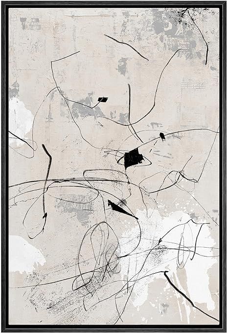 SIGNWIN Framed Canvas Print Wall Art Mid-Century Retro Grunge Paint Strokes, Abstract Art for Liv... | Amazon (US)