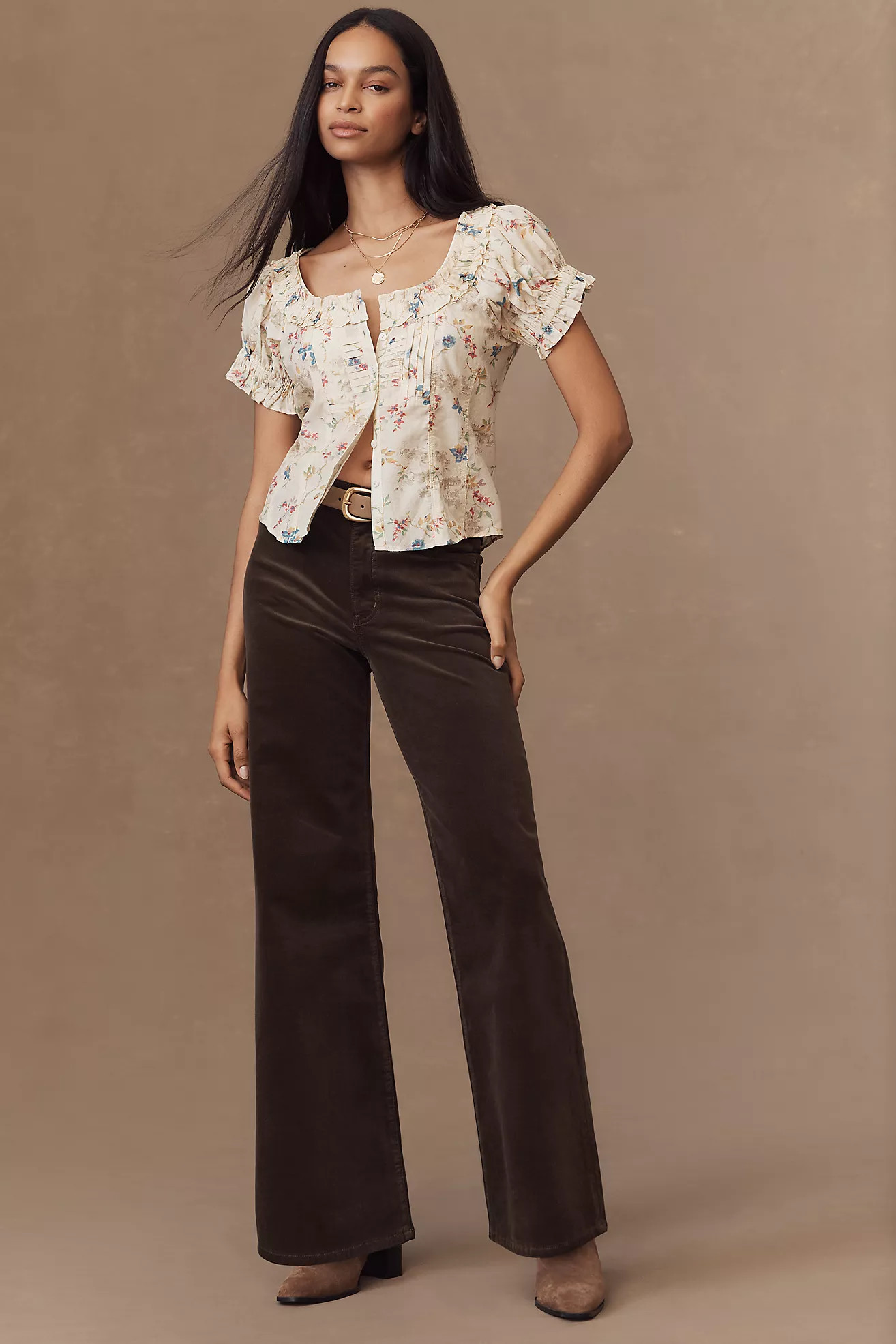 FRAME Le Slim Palazzo High-Rise Corduroy Jeans | Anthropologie (US)